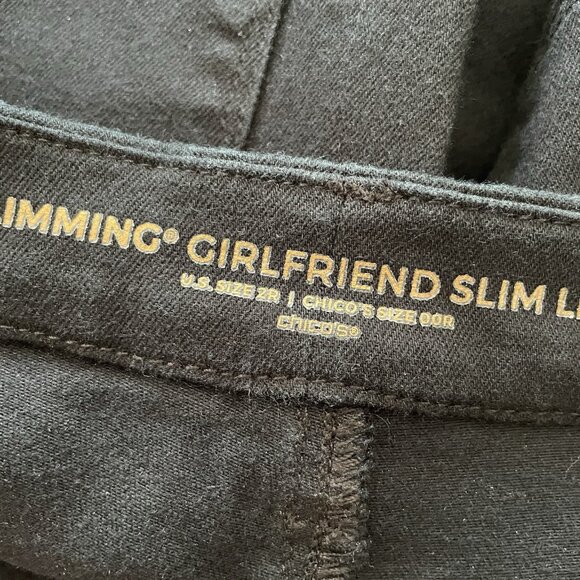 Chicos Women Sz 00R US 2R Black Denim So Slimming Girlfriend Slim Leg Ankle Jean - Picture 10 of 11